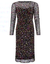 Megan Sequin Midi Dress, Black (BLACK), large