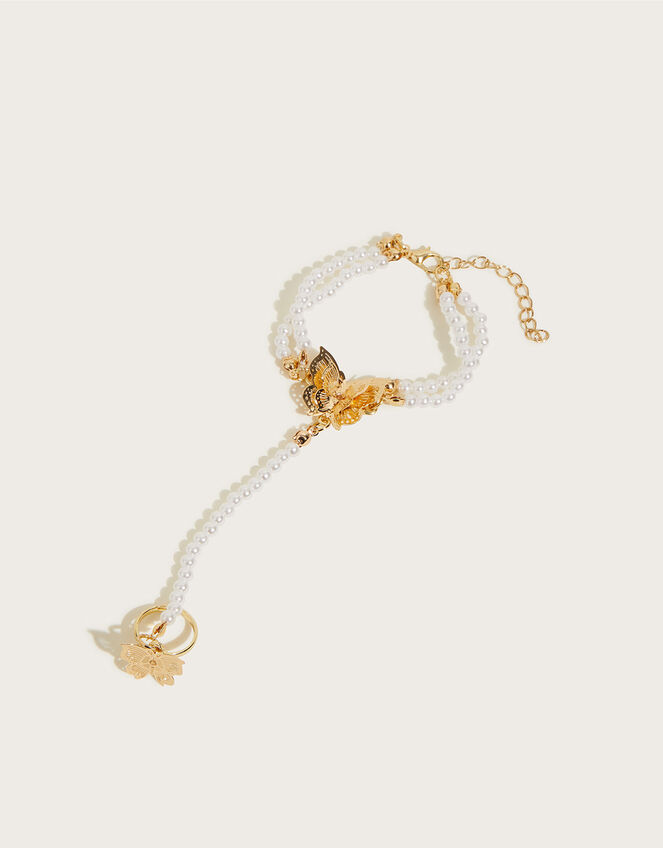 Butterfly Pearl Linked Bracelet and Ring Set, , large