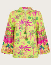Vita Floral Top, Green (LIME), large
