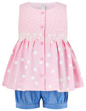 Baby Suzie Spot Top and Shorts Set, Pink (PINK), large
