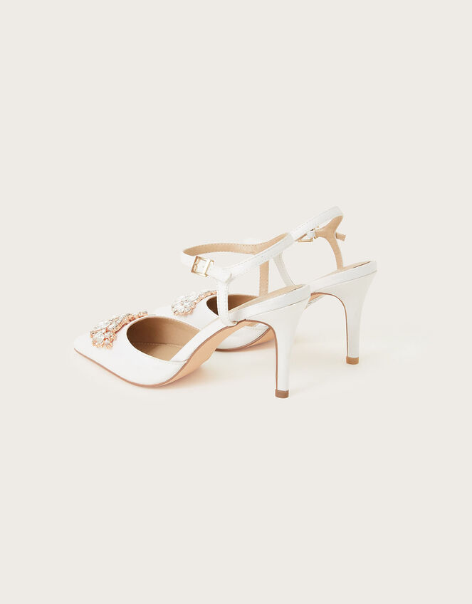 Two-Part Diamante Trim Bridal Shoes, Ivory (IVORY), large