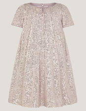 Sienna Sequin Bow Party Dress, Silver (SILVER), large