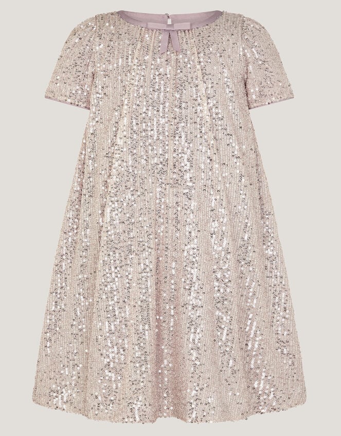 Sienna Sequin Bow Party Dress, Silver (SILVER), large