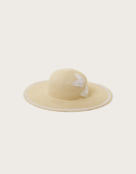 Butterfly Floppy Hat, Natural (NATURAL), large