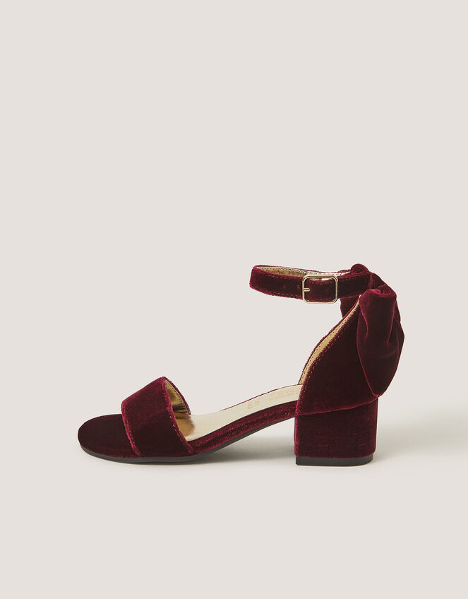 Open-Toe Bow Heels, Red (BURGUNDY), large