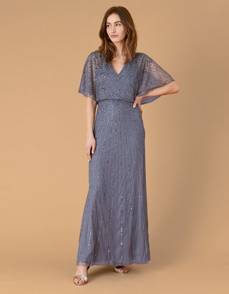 Holly Floral Embellished Maxi Dress Blue, Blue (DARK BLUE), large