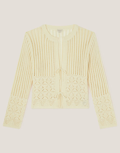 Cropped Knit Cardigan, Ivory (IVORY), large