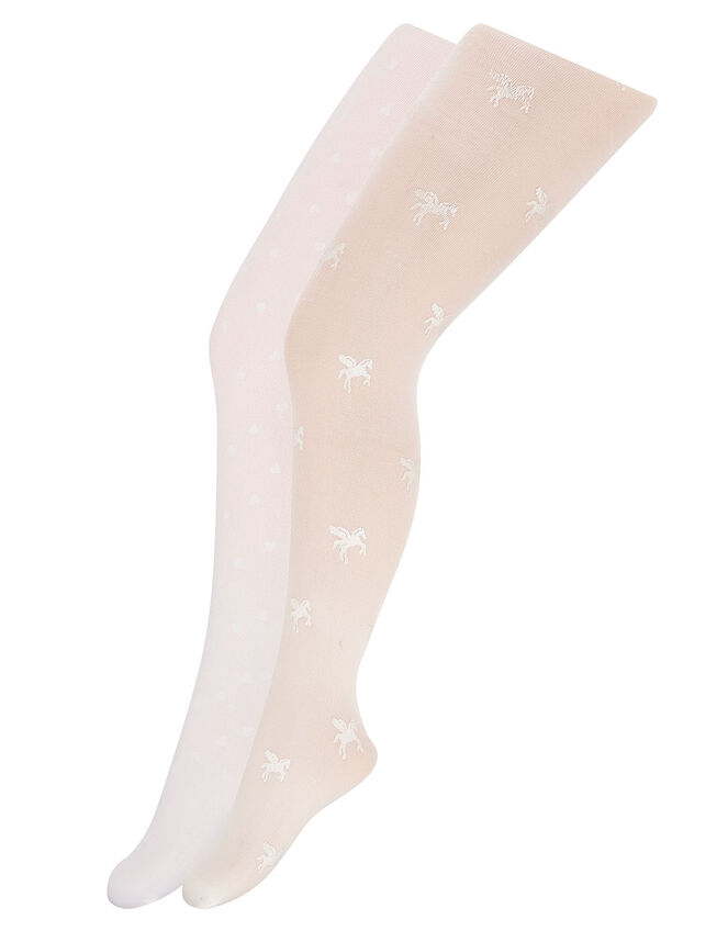 Glitter and Unicorn Print Tights, Multi (MULTI), large