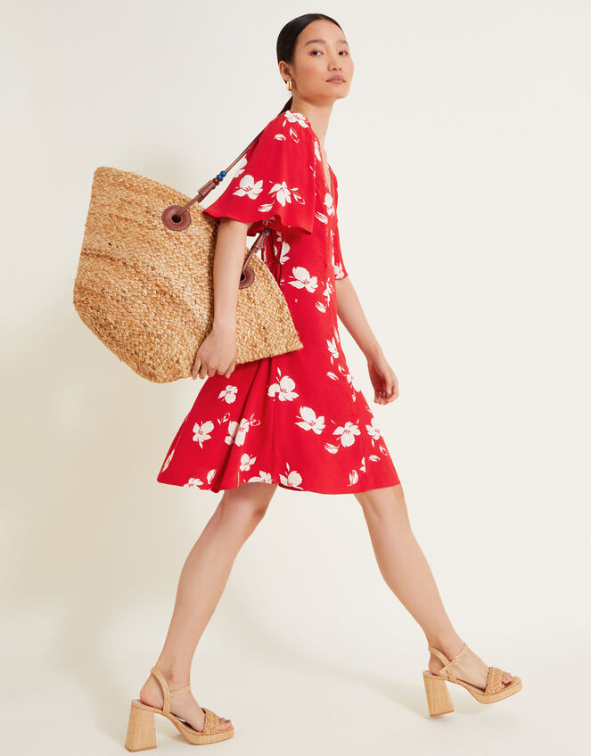 Iggy Floral Wrap Dress, Red (RED), large