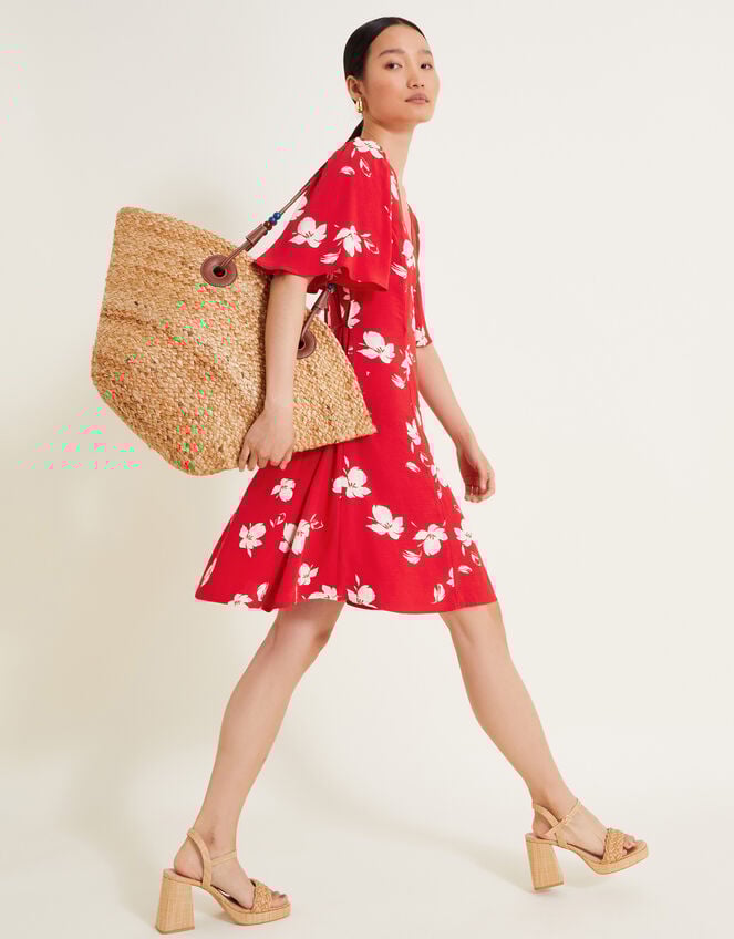 Iggy Floral Wrap Dress, Red (RED), large