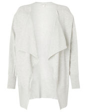Zip Side Waterfall Cardigan, Grey (GREY), large