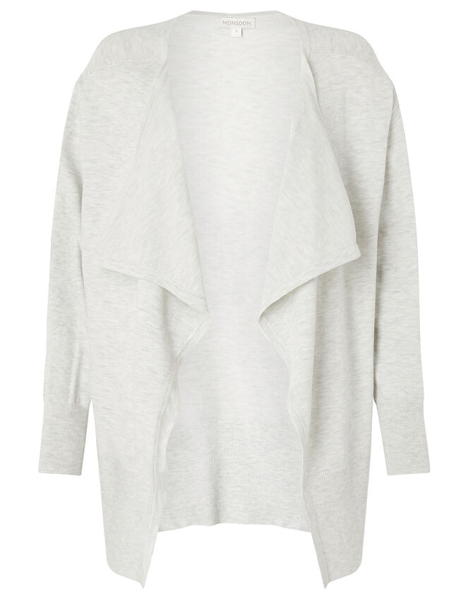 Zip Side Waterfall Cardigan, Grey (GREY), large