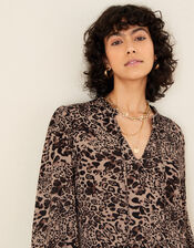 Animal Print Midi Dress in LENZING™ ECOVERO™ , Brown (BROWN), large