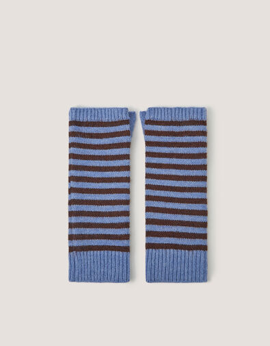 Stripe Knitted Wrist Warmers, , large