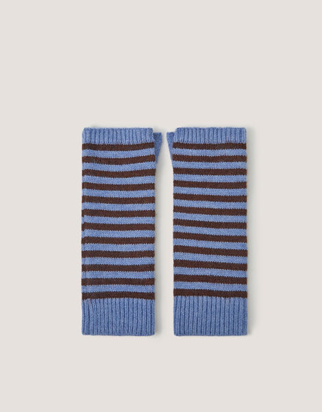 Stripe Knitted Wrist Warmers, , large