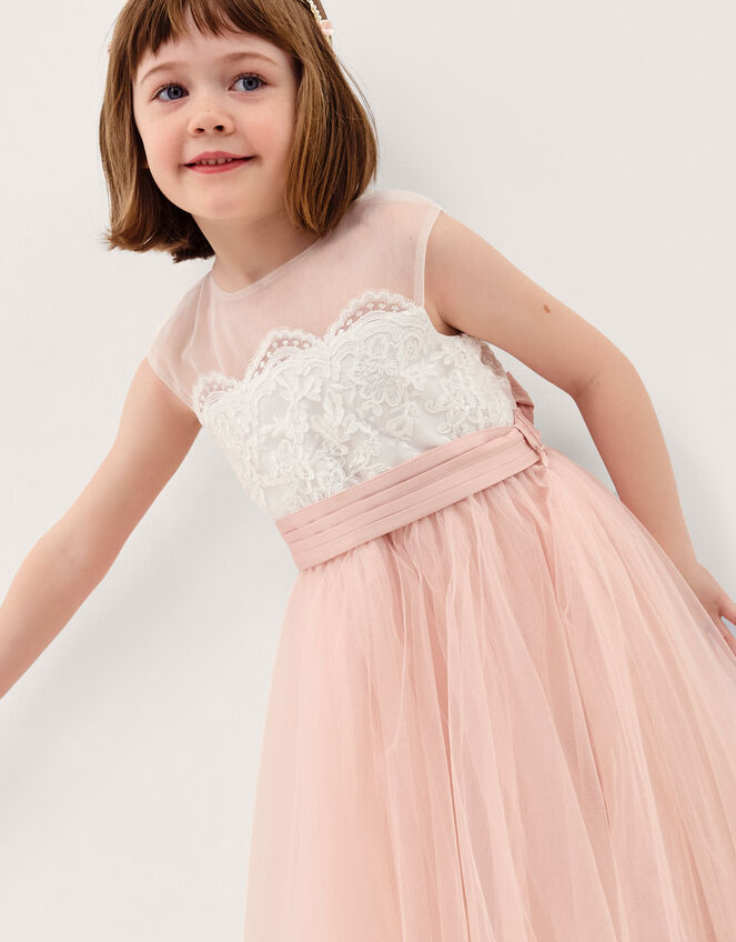 Cynthia Corded Lace Party Dress, Pink (PINK), large