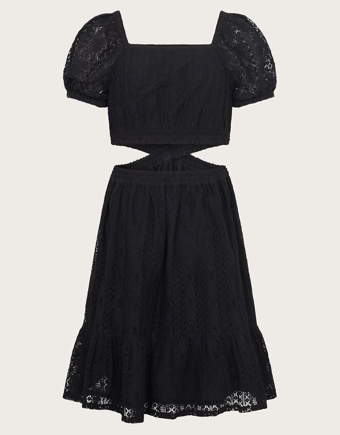 Lace Cut Out Dress, Black (BLACK), large
