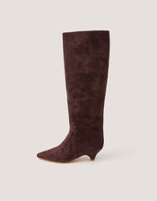 Isha Faux Suede Knee High Heeled Boots, Brown (CHOCOLATE), large