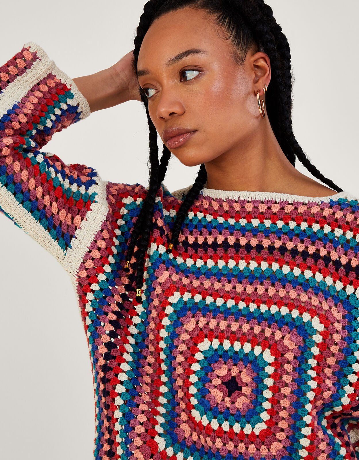 Cotton crochet sweater outlet