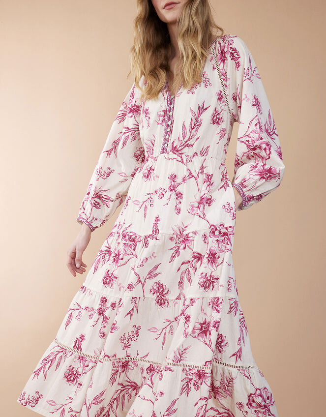East Philomena Print Midi Dress, Pink (PINK), large
