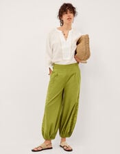Effie Embroidered Balloon Trousers, Green (GREEN), large