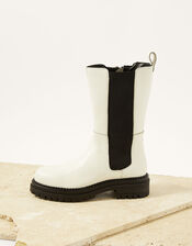 Saphira Stomper Leather Boots, White (WHITE), large