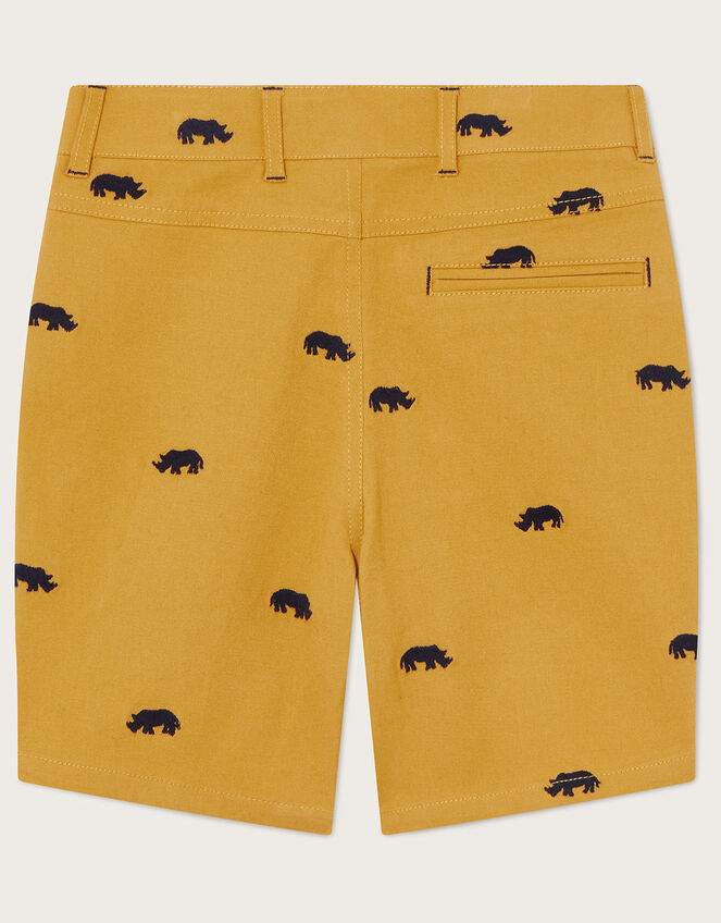 Rhino Embroidered Shorts, Yellow (MUSTARD), large