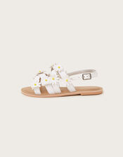 Daisy Strap Sandals, White (WHITE), large