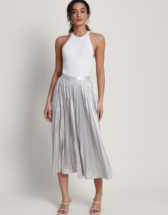 Mia Pleated Skirt, Silver (SILVER), large