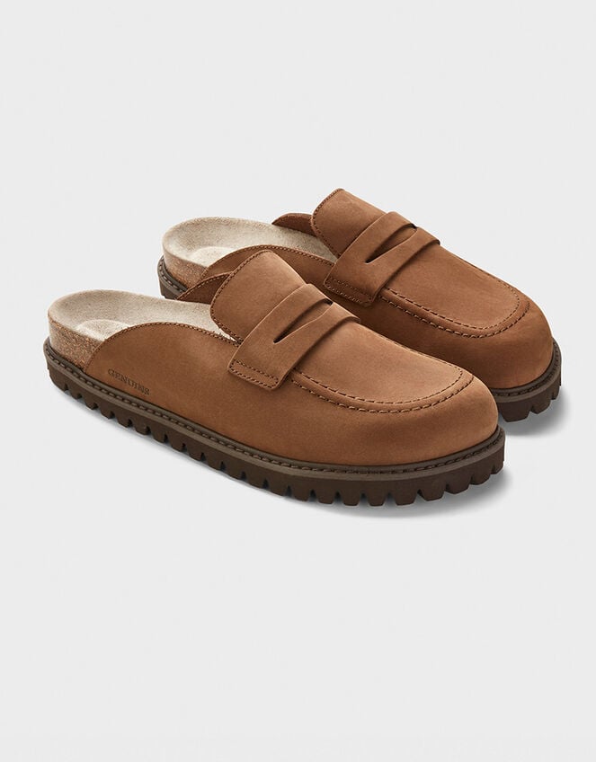 Genuins Nubuck Moccasin Clogs, Brown (BROWN), large