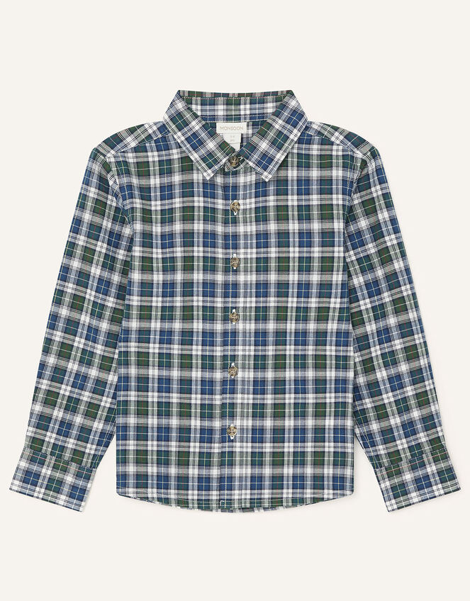 Check Shirt in Pure Cotton, Green (GREEN), large
