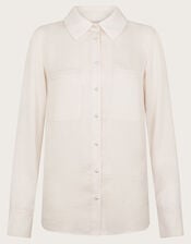 Wilma Pearl-Button Long Sleeve Shirt, LIGHT PINK, large