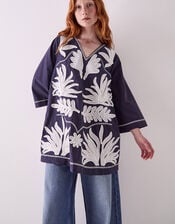 East Mella Hand-Appliqu&eacute; Tunic, Blue (NAVY), large