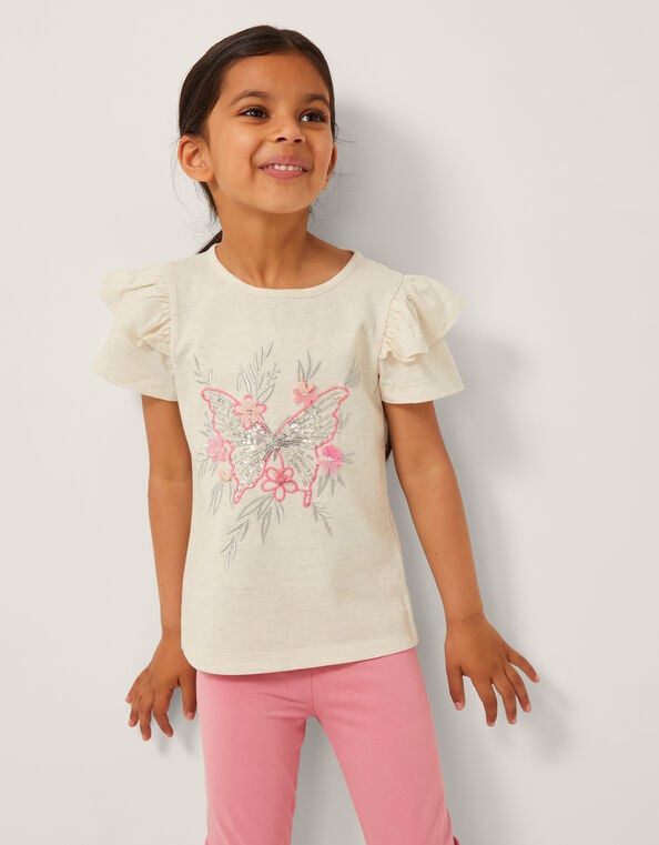 Butterfly Embellished T-Shirt, Ivory (IVORY), large