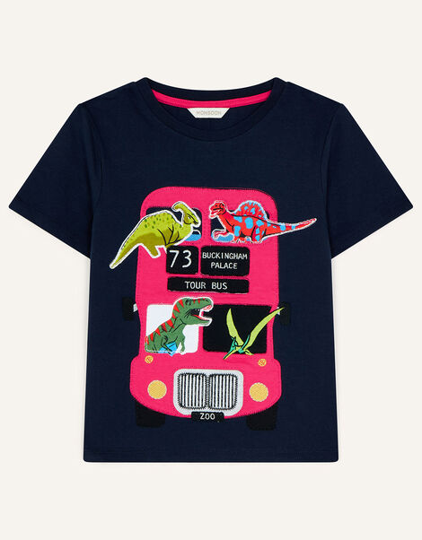 Dinosaur Bus T-shirt with Sustainable Cotton Blue, Blue (NAVY), large