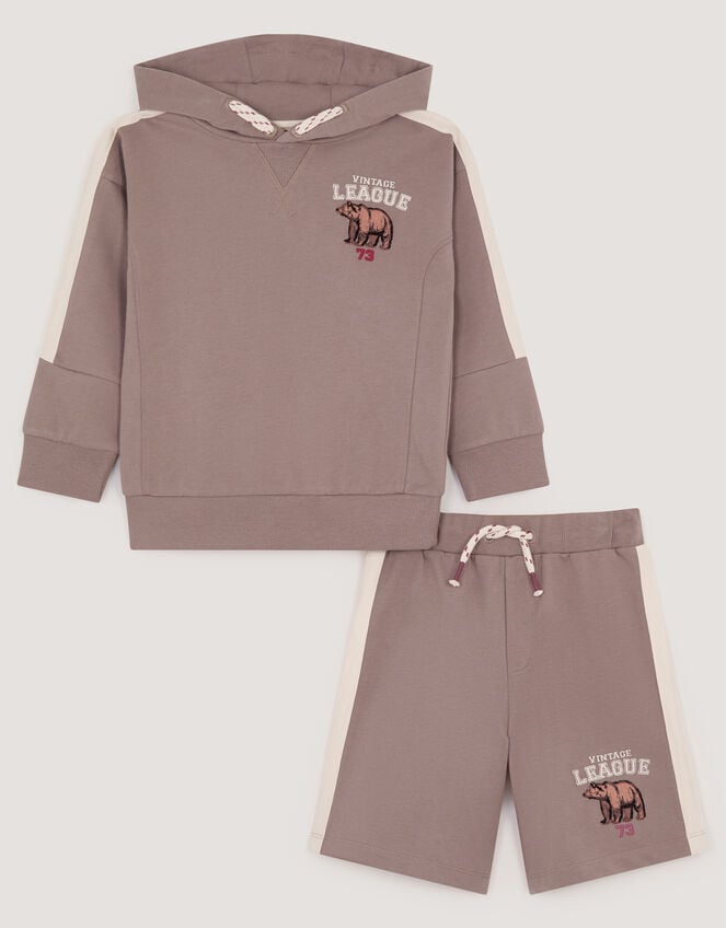 League Hoodie & Shorts Set, Brown (BROWN), large