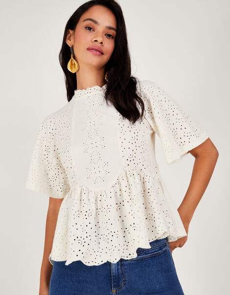 Schiffli Detail Top, Ivory (IVORY), large