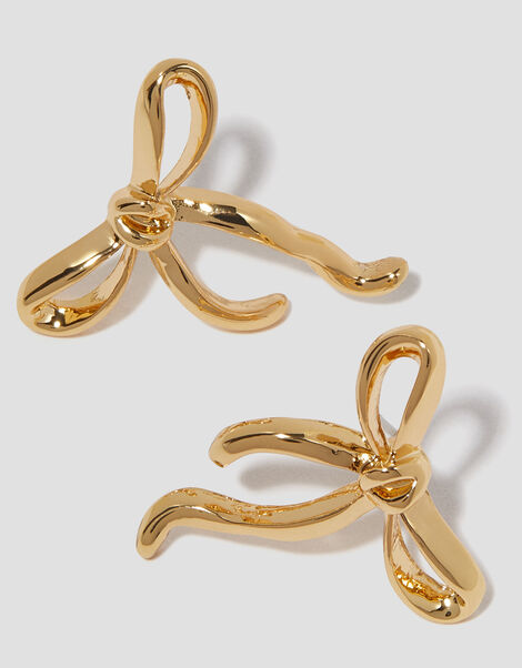 Bow Stud Earrings, Gold (GOLD), large