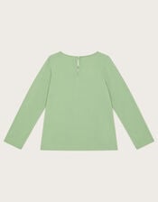 Floral Love Embroidered Long Sleeve Top, Green (GREEN), large