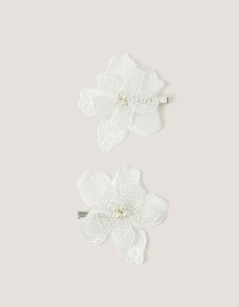 2-Pack Beaded Flower Hair Clips, , large