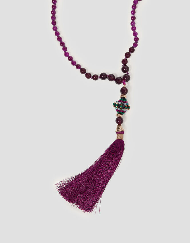 Beaded Tassel Necklace, , large