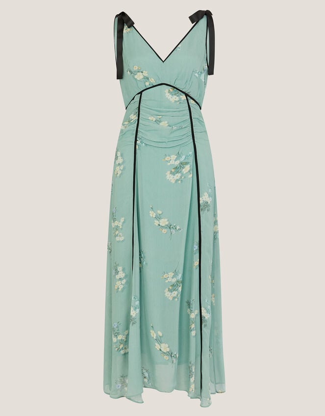 Giselle Floral Print Bow Midi Dress, Green (SAGE), large