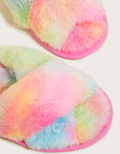 Furry Rainbow Cross Sliders, Multi (MULTI), large