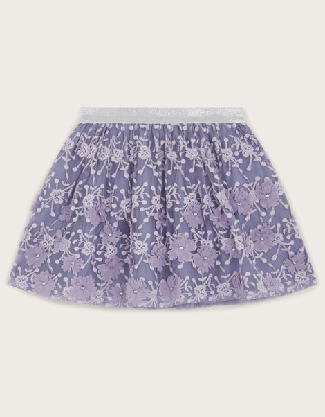 Floral Lace Embroidered Skirt, Purple (LILAC), large