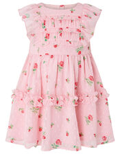 Baby Pink Rose Dress in Recycled Fabric, Pink (PINK), large