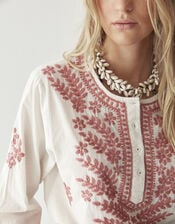 Maison Hotel Shyla Floral Embroidered Blouse, Ivory (IVORY), large