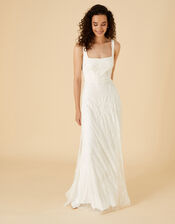 Kaley Embellished Square Neck Bridal Dress, Ivory (IVORY), large