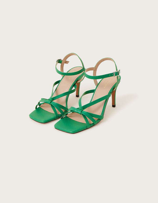 Barely There Leather Heel Sandals Green Occasion Shoes Monsoon Global.