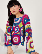 Abstract Crochet Jumper, Pink (PINK), large