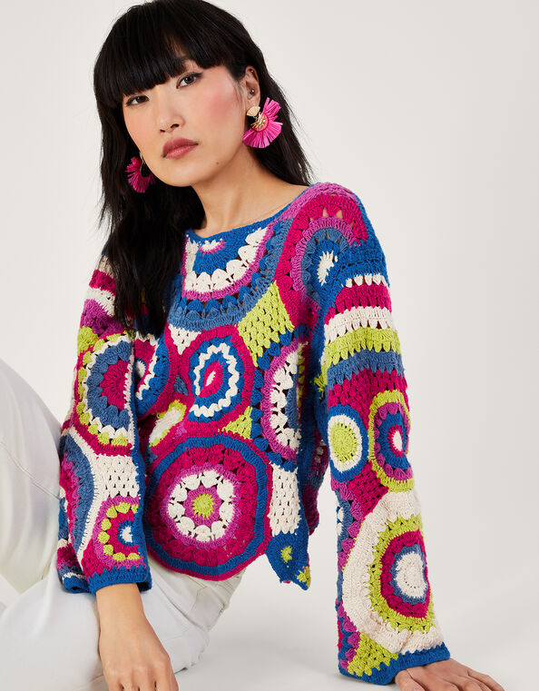 Abstract Crochet Jumper, Pink (PINK), large